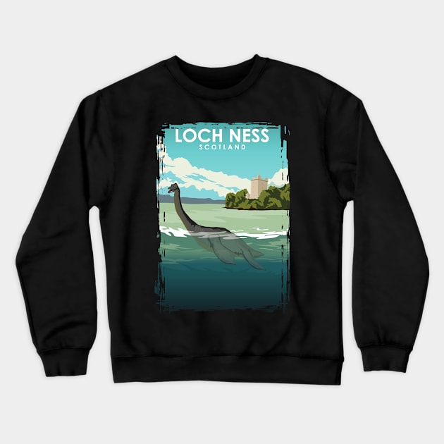 Loch Ness Scotland Travel Poster Crewneck Sweatshirt by jornvanhezik